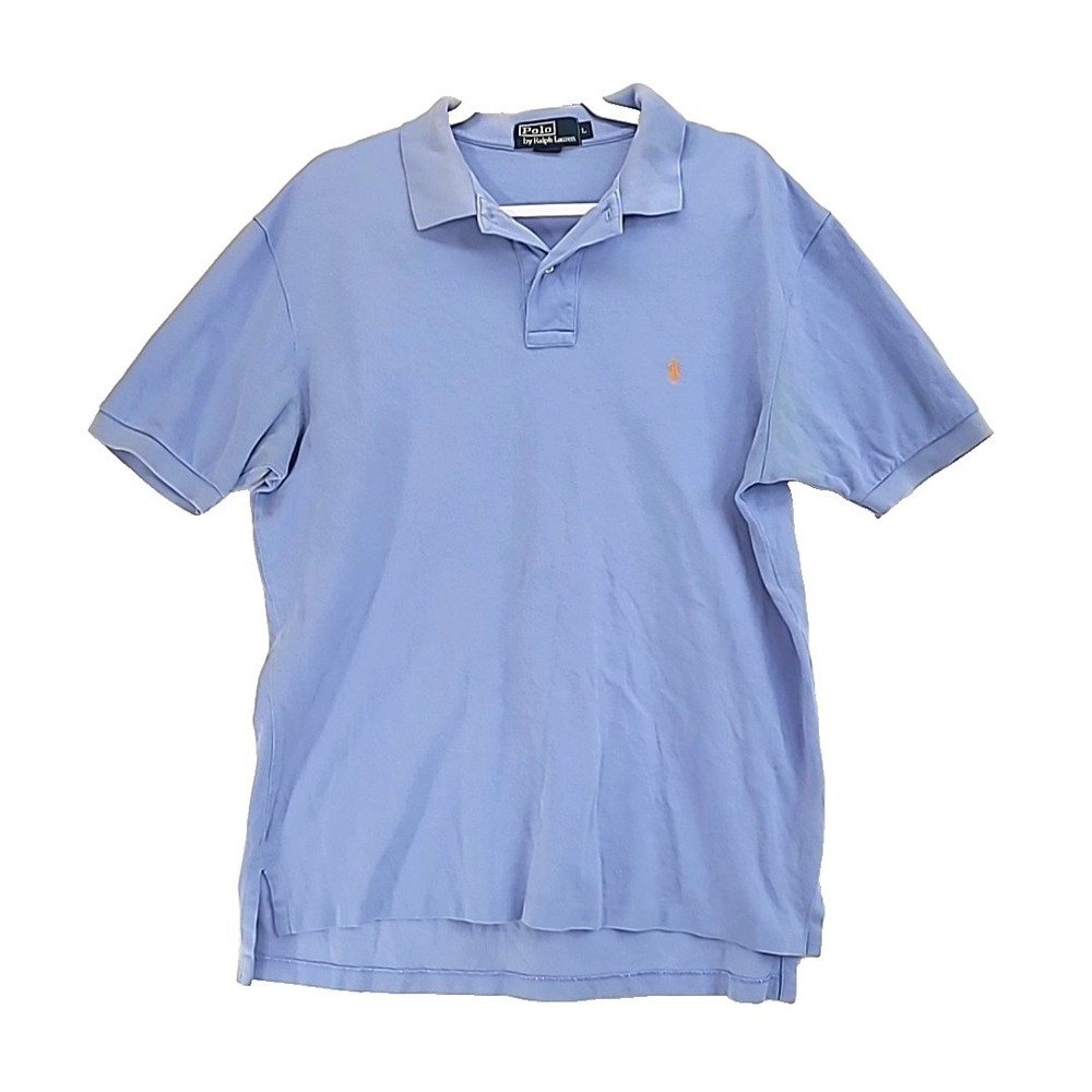Polo Ralph Lauren Polo Shirt Sz Large Preppy Old‎ Money Light Blue Orange Pony
